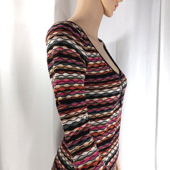 MISSONI Lightweight Scallop Stripe Stretch Wool Knit Long Sleeve Mini Dr… - Picture 12 of 16